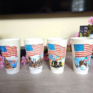 Set of 4 Vintage National Flag Foundation Collectible Plastic Cups